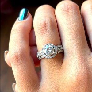 Charles & Colvard Wedding Set - 3 rings, 2 1/3 ct tw